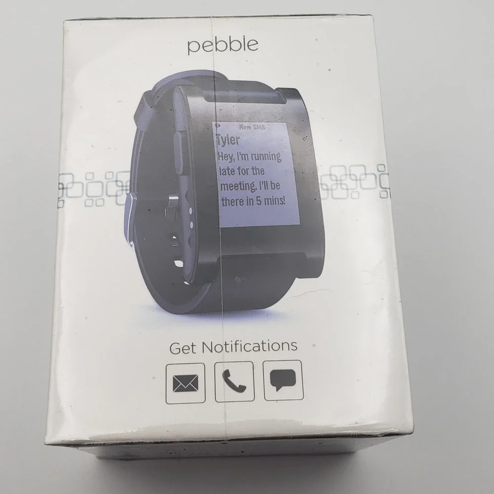 Pebble Smart Watch 301BL E-Paper Bluetooth iOS Android Black New Sealed